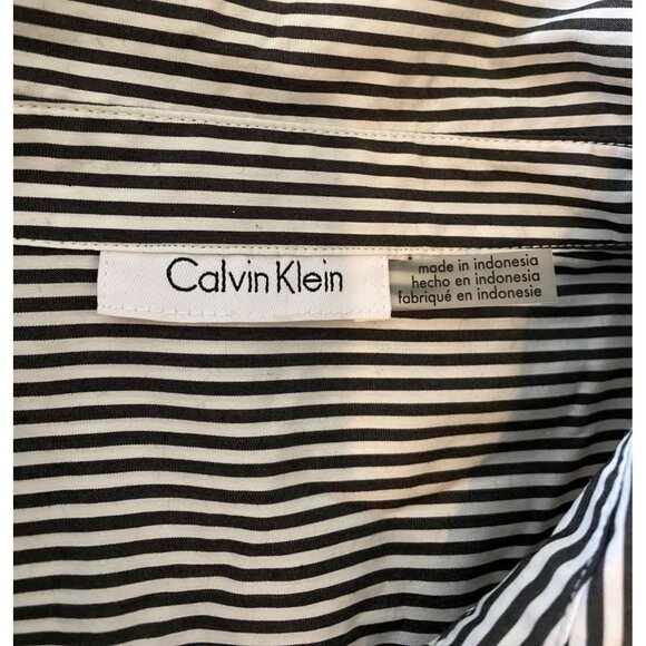 Calvin Klein Black & White Stripes Button-Up Shirt Top Shirt Layered XL - Picture 3 of 10